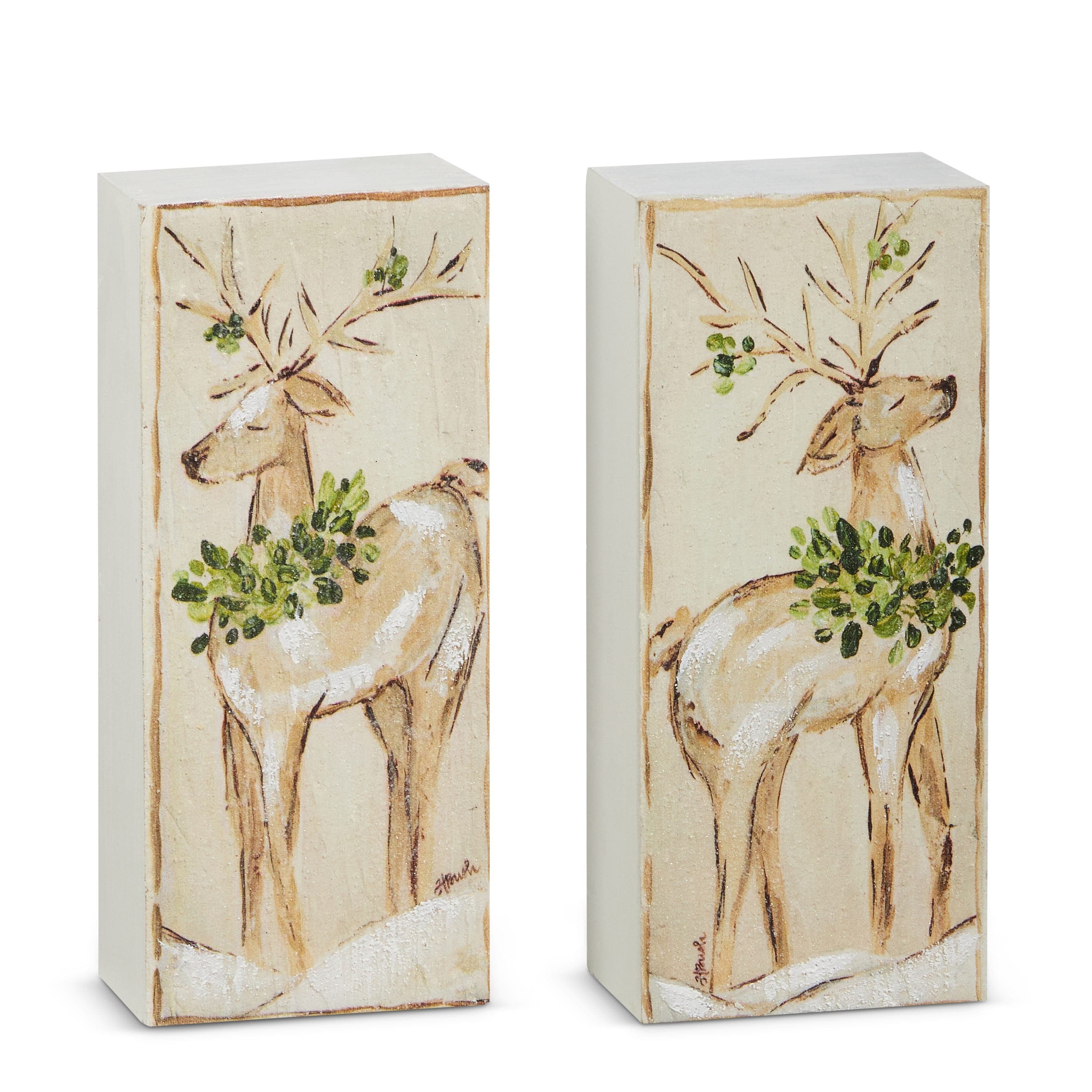 RAZ Imports Seasonal Decor 7.5" Deer Block Print