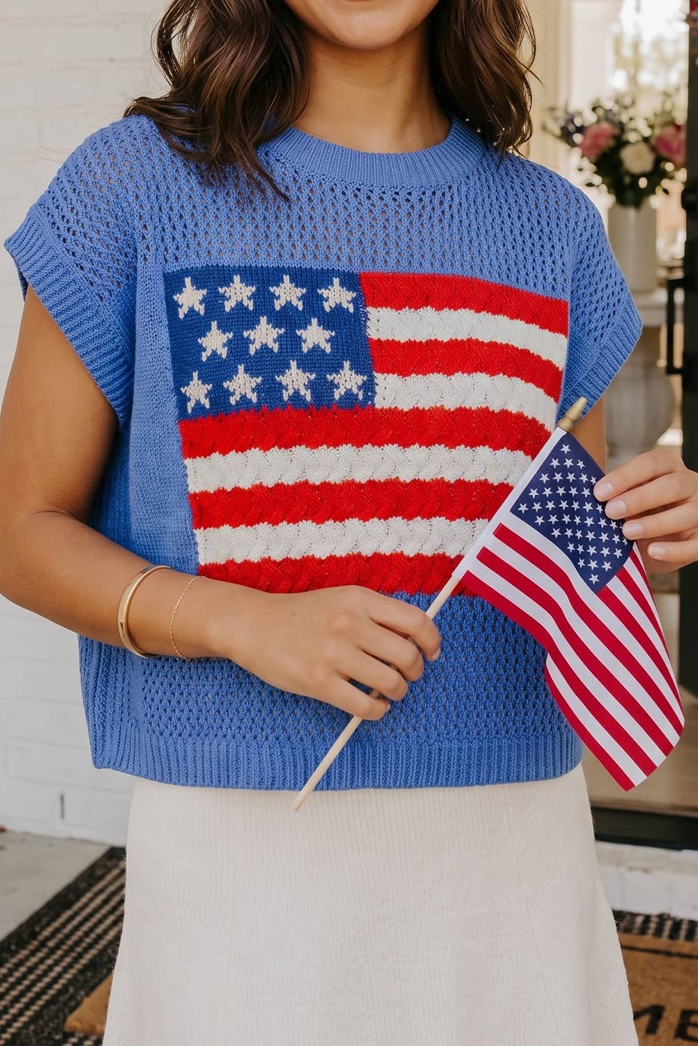 Flag Short Sleeve Sweater