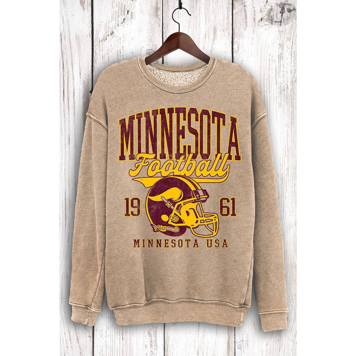 MINNESOTA FOOTBALL MINERAL SWEATSHIRTS: Mineral Mustard / S-M-L-XL(1-2-2-1)