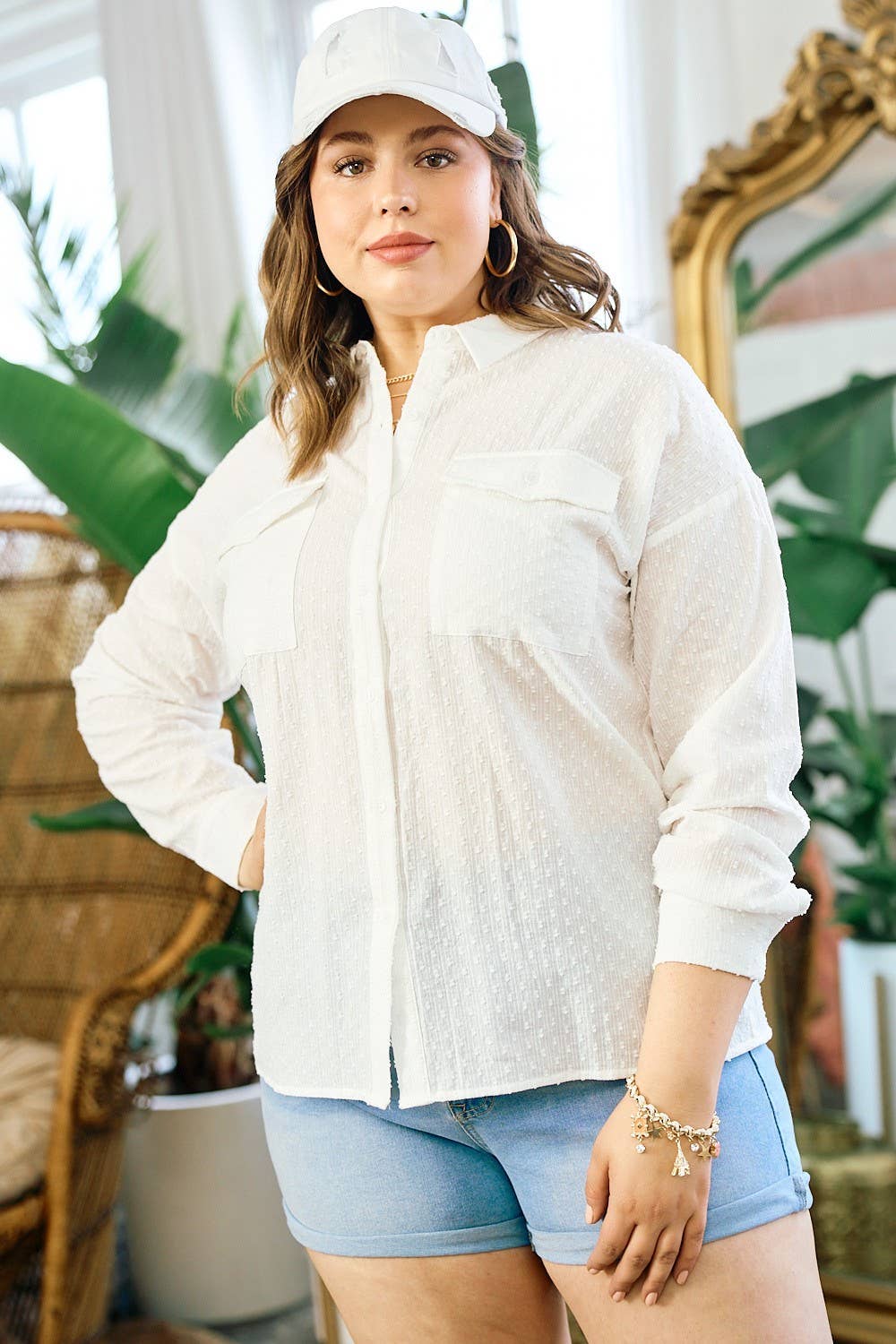White Swiss Dotted Woven Shirt