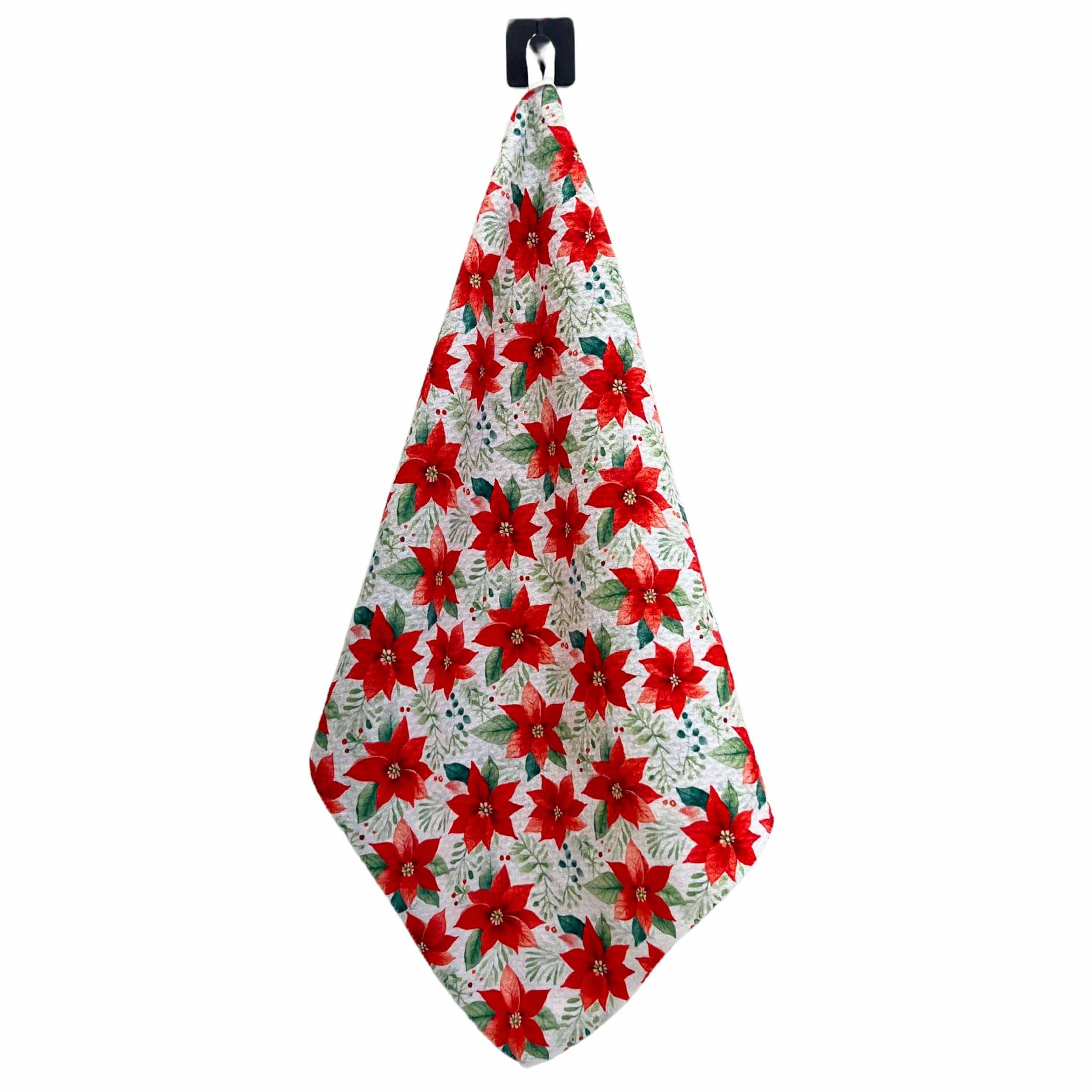Christmas Poinsettia Waffle Tea Towel