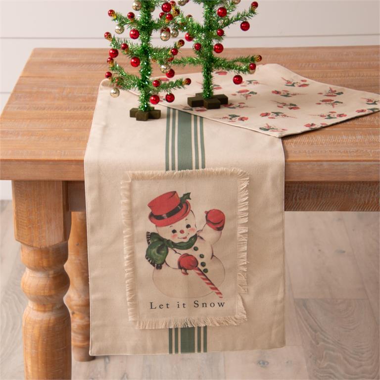 Reversible Vintage Snowman Table Runner