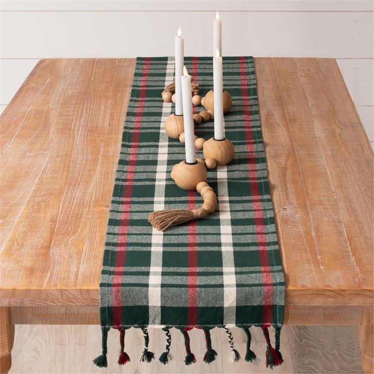 Forest Green & Red Plaid Table Runner