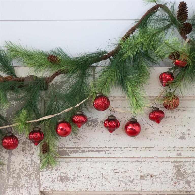 Red Mercury Glass Ornament Garland