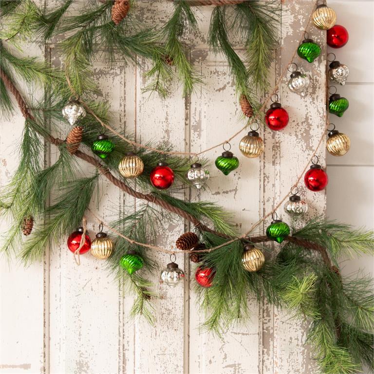 Colored Mercury Glass Ornament Garland