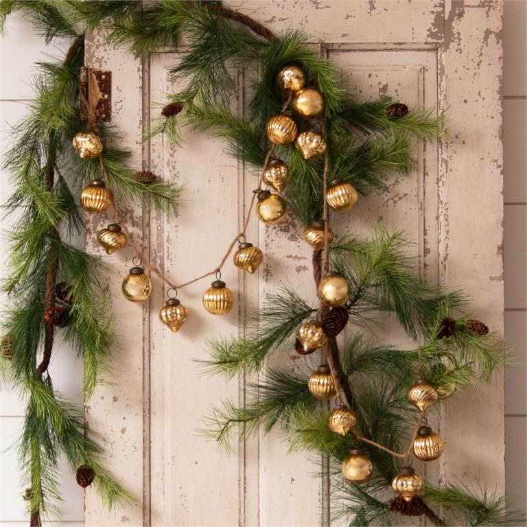 Gold Mercury Glass Ornament Garland