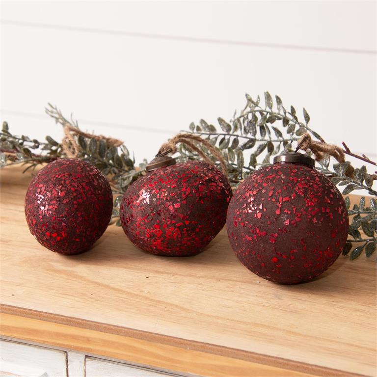 Red Crushed Glass Mosaic Ornament