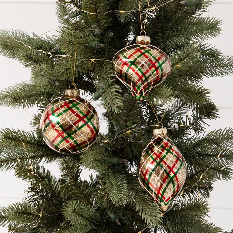 Glass Plaid Ornaments