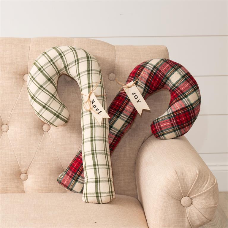 Plaid Candy Cane Pillows