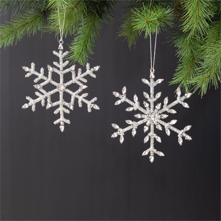Beaded Silver Snowflake Ornament