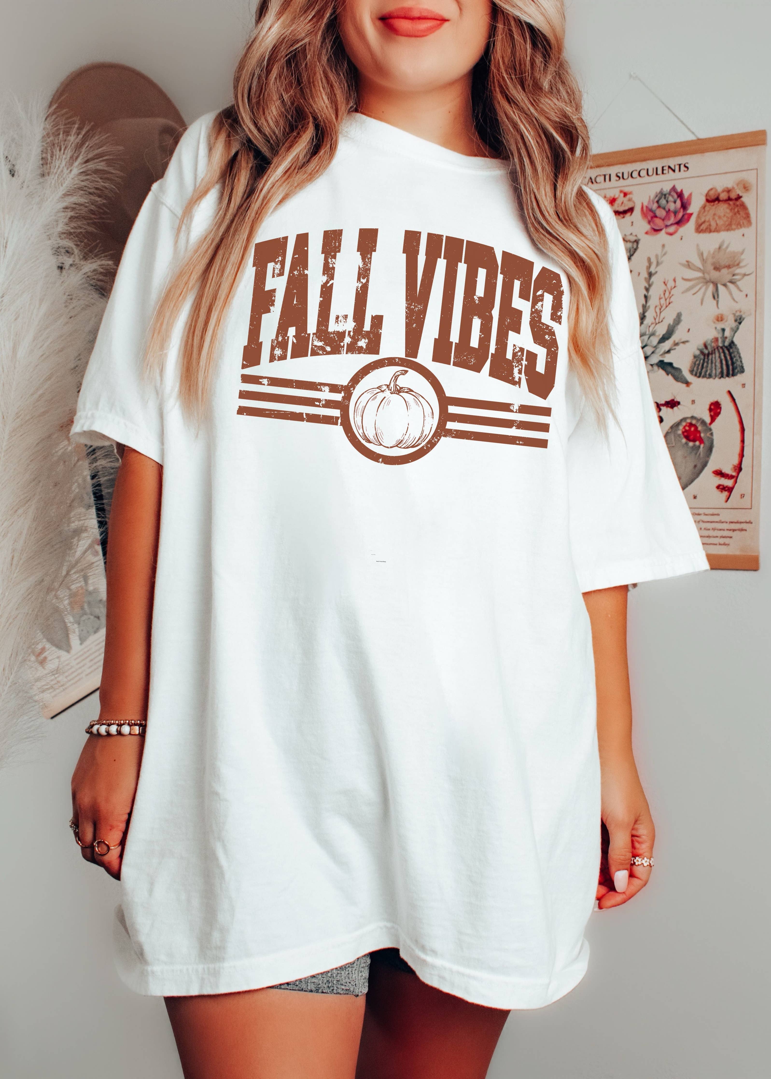 Fall Vibes Tee *13 Colors (S-3X): Extra Large / Ivory