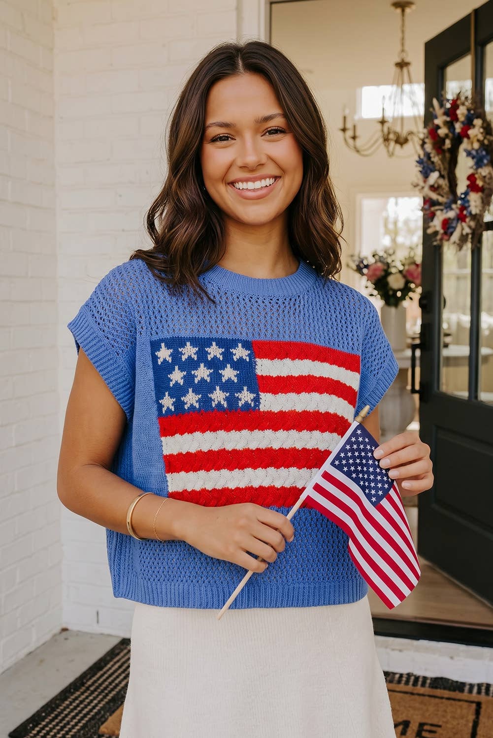 Flag Short Sleeve Sweater