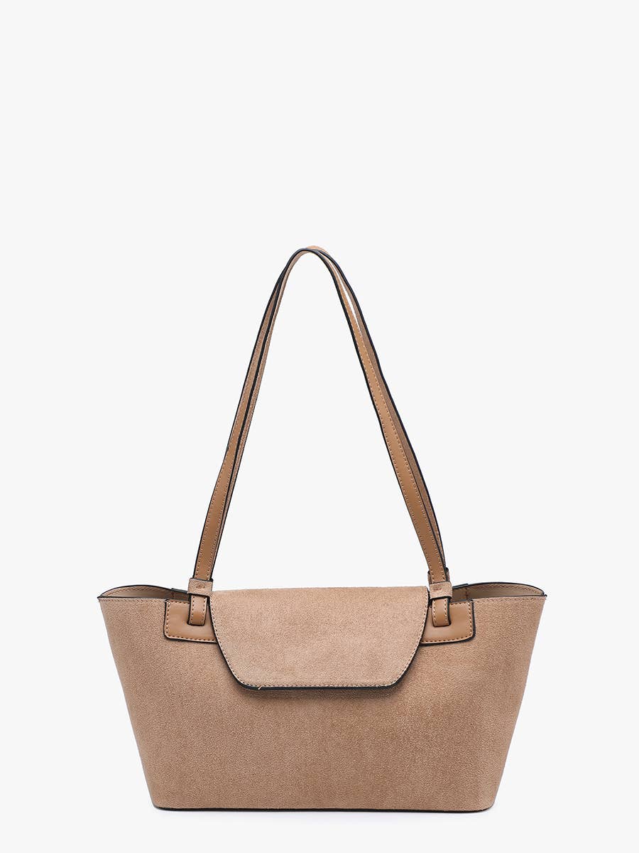 Reese Faux Suede Shoulder Bag w/ Inner Bag