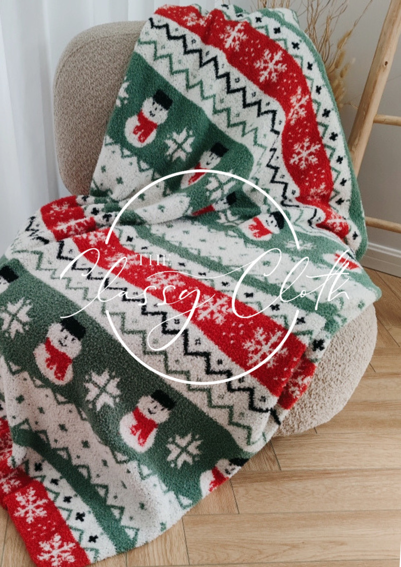 Christmas Luxe Blanket- Snowman Fair Isle RTS