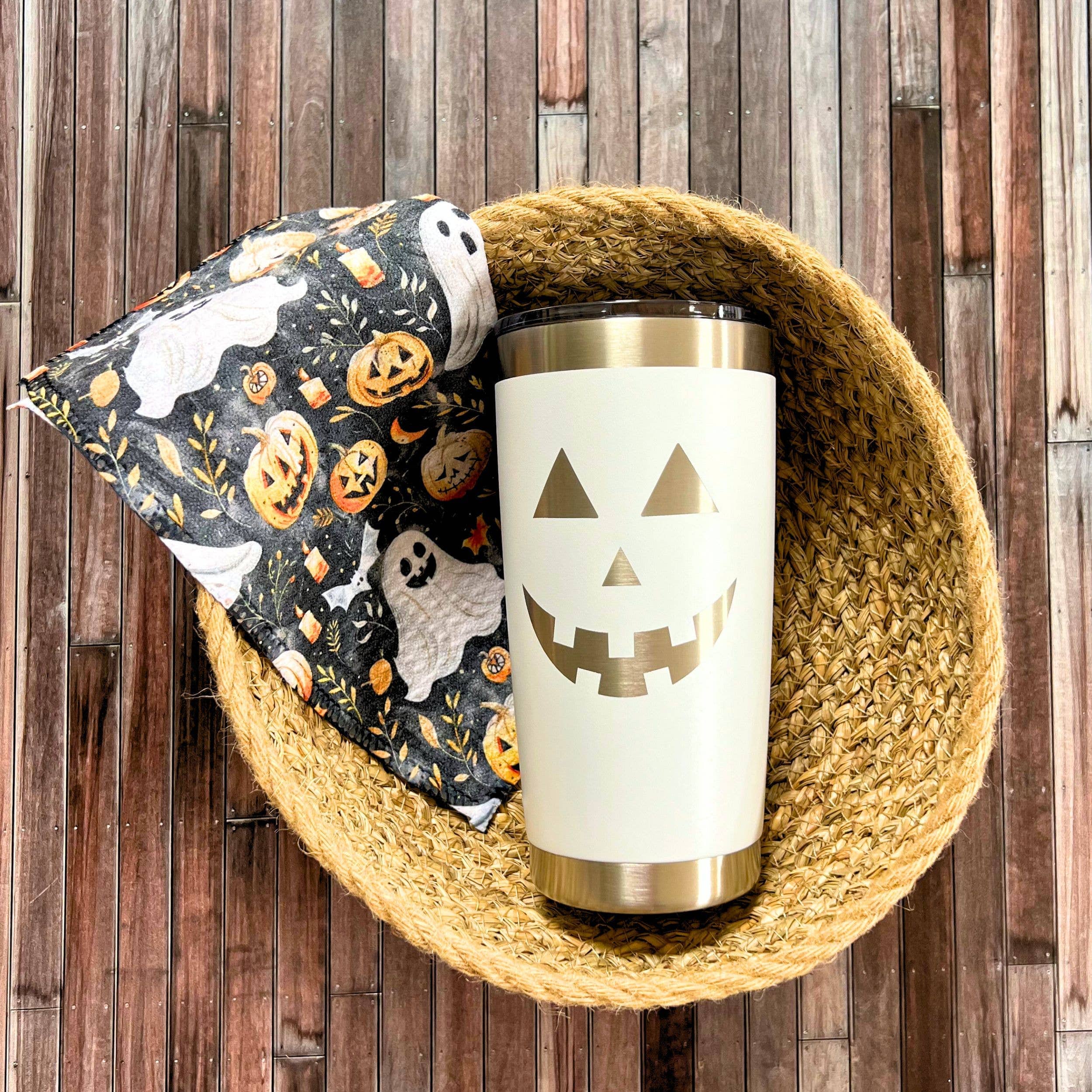 Halloween Pumpkins and Ghost Waffle Washcloths