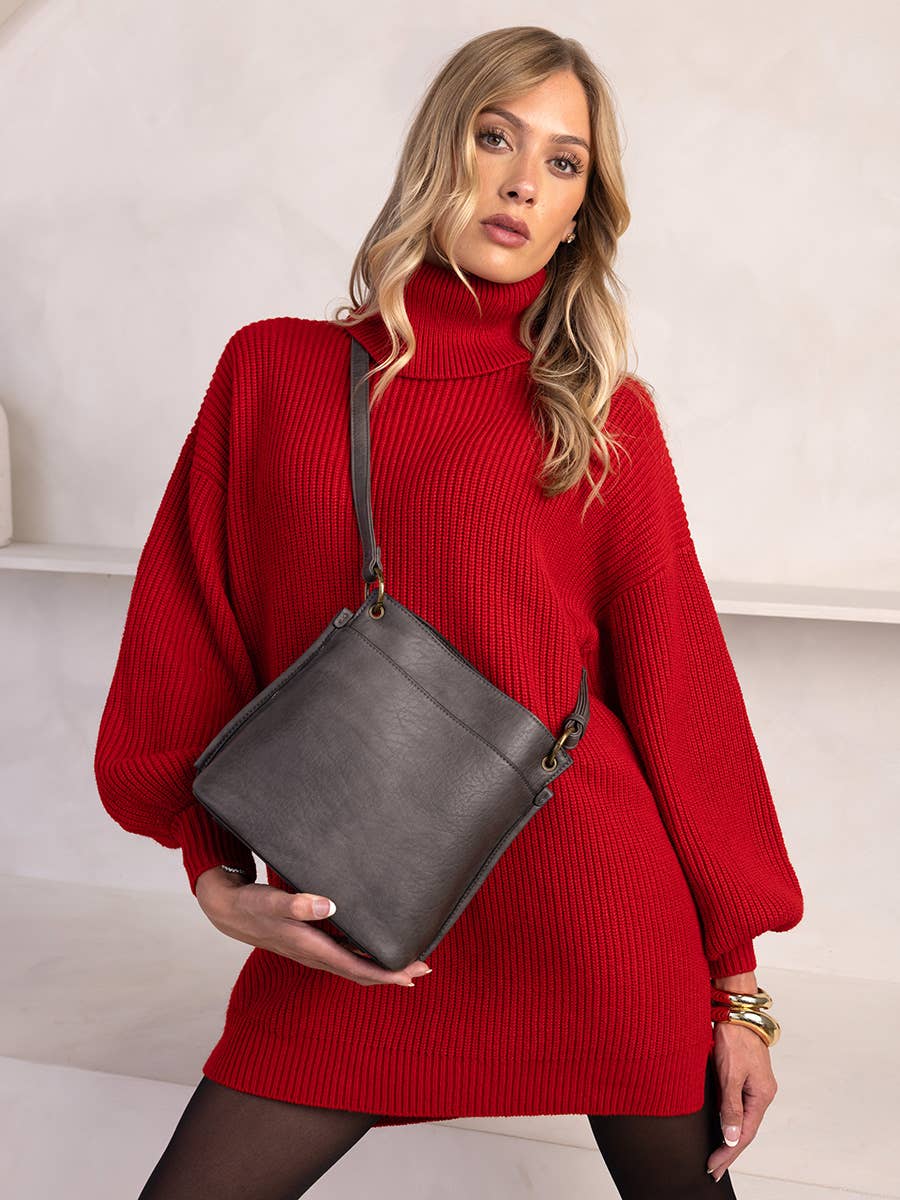 Sutton Distressed 3 Compartment Crossbody Satchel