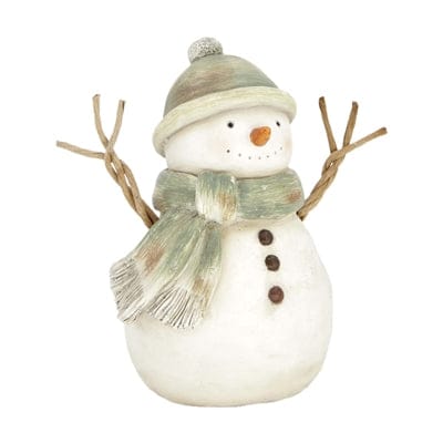 WT Collection Seasonal Decor 8.5" Green Scarf Resin Snowman