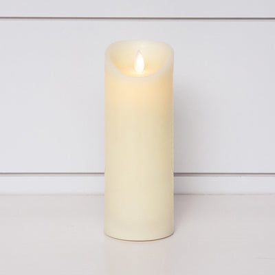 8" LED Ivory Flickering Pillar Candle