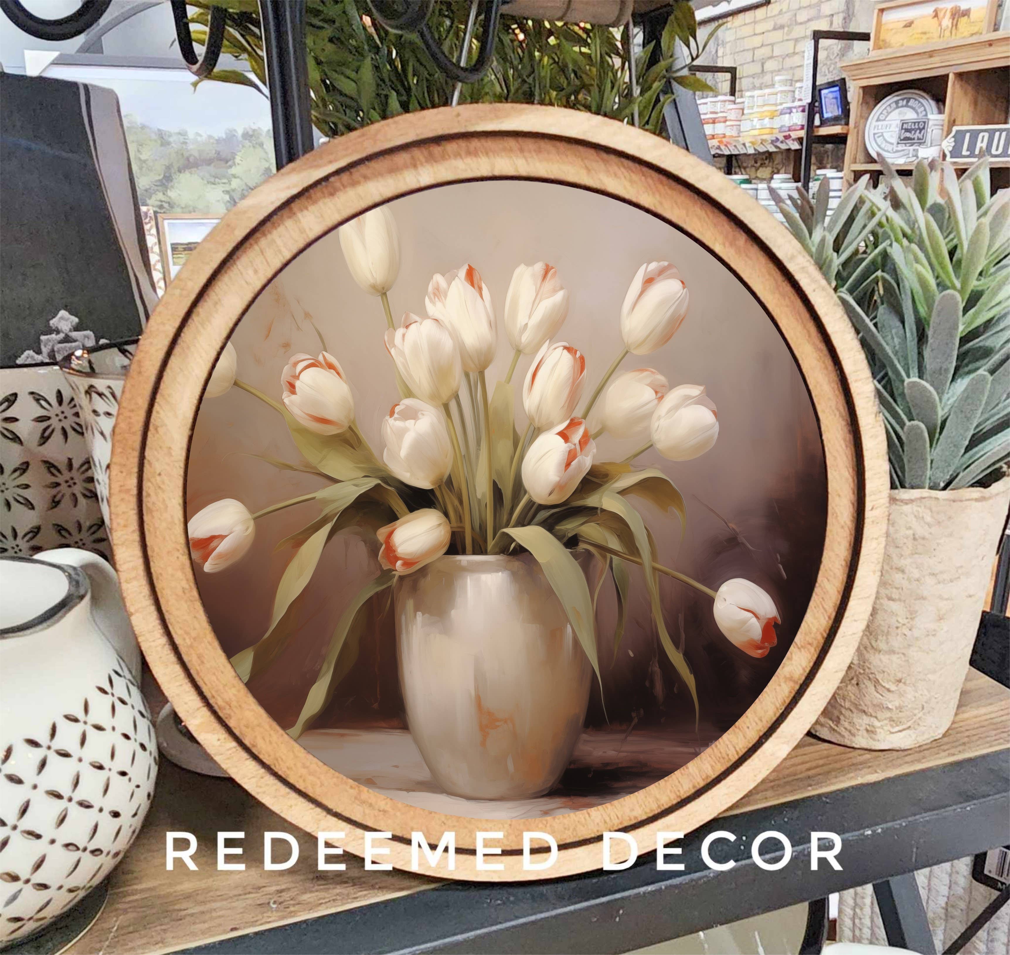 Redeemed Decor 8" Round Tulips Art