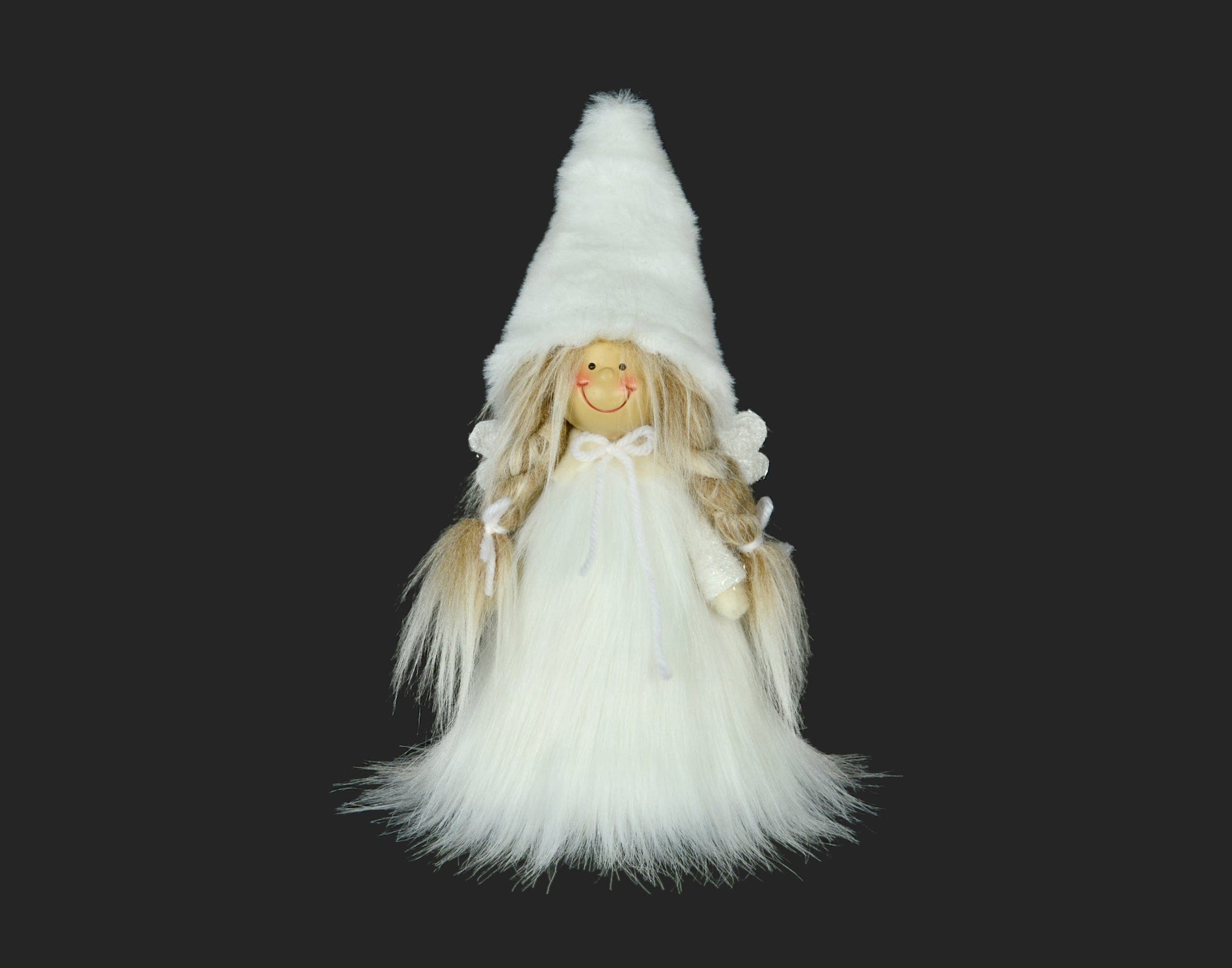 Christmas Traditions Seasonal Decor 8" White Angel with Fur Dress