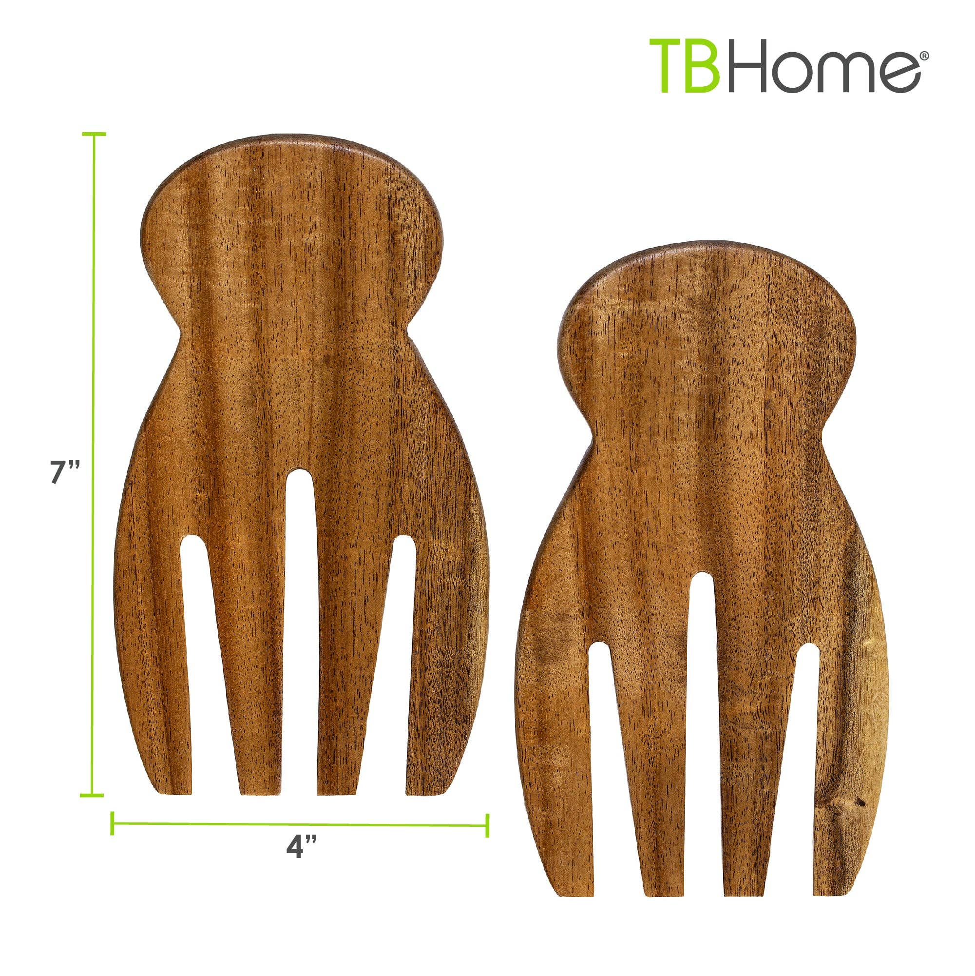 TB Home® Acacia Wood Salad Hands, Salad Serving Utensil Set