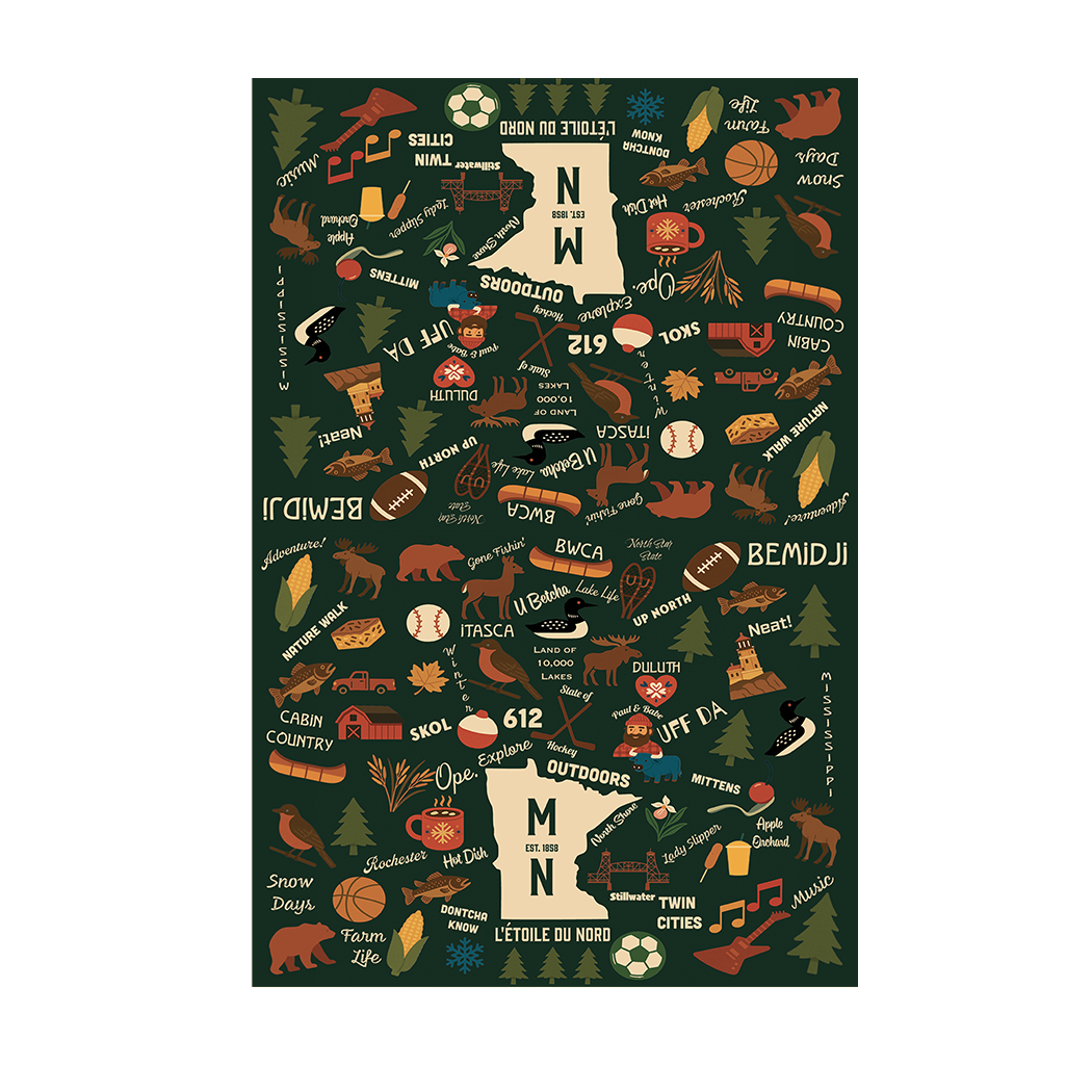 Minnesota Wallpaper Collage Waffle Kitchen Towel