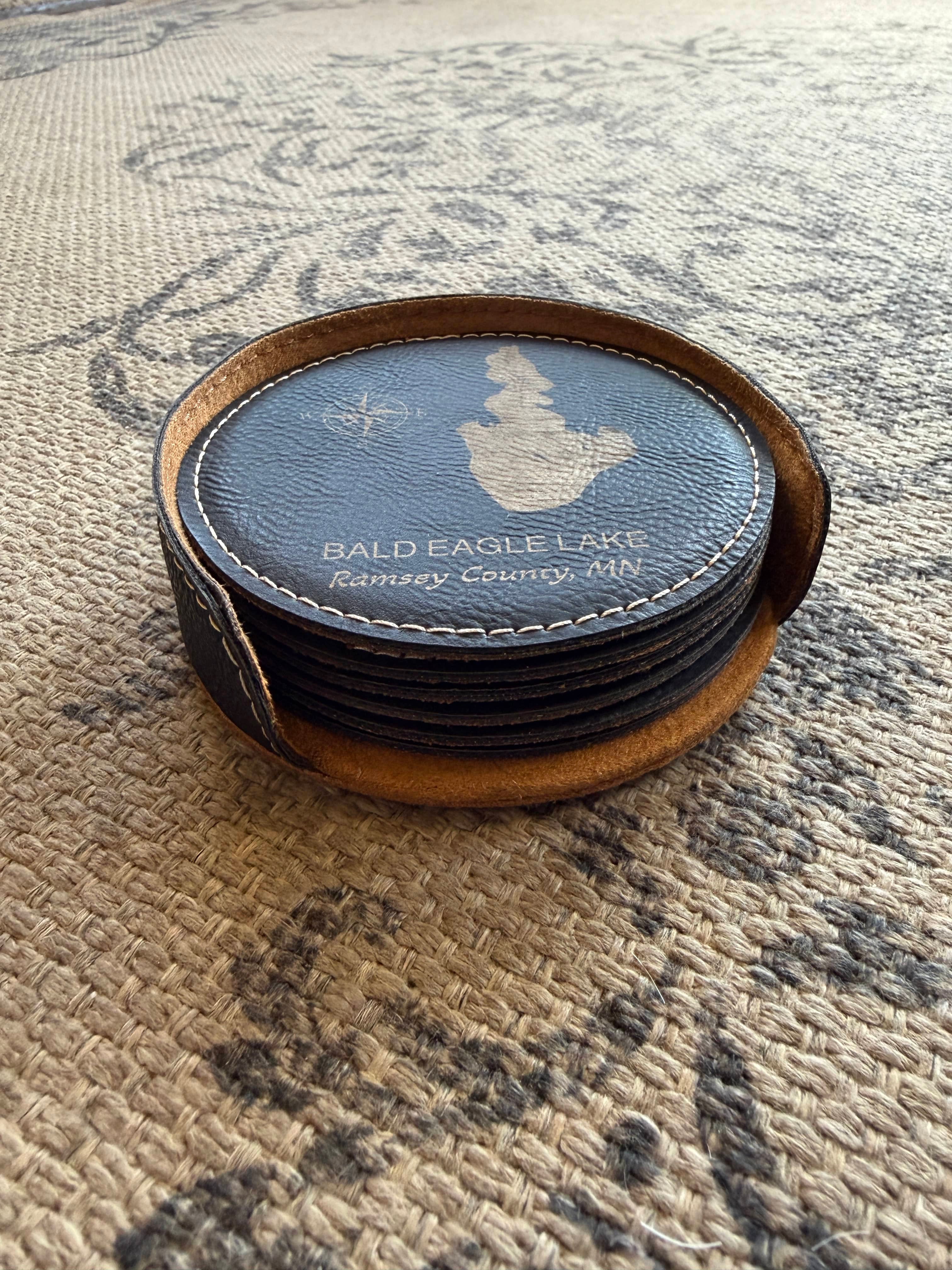 Leather Lake Coaster Set