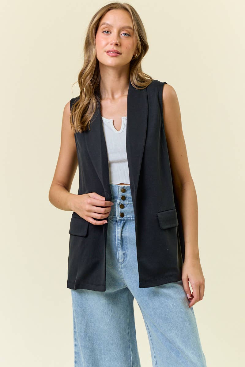 Shawl Neck Knit Vest Blazer
