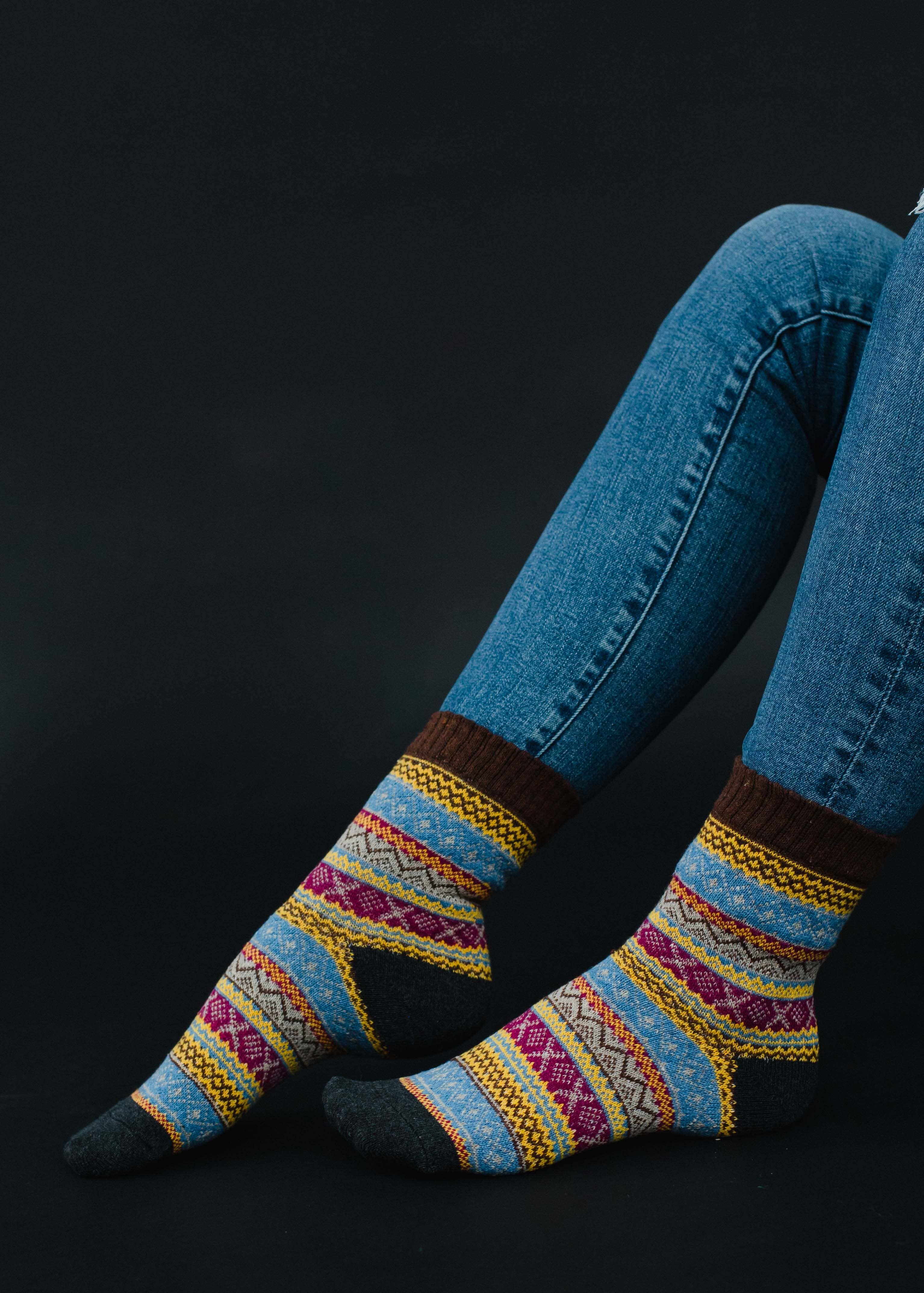 Brown, Mustard & Purple Pattern Socks