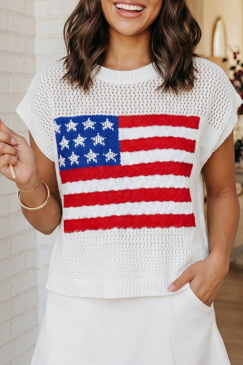 Flag Short Sleeve Sweater