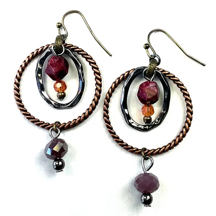Stacked Hoops w-Beads Earrings