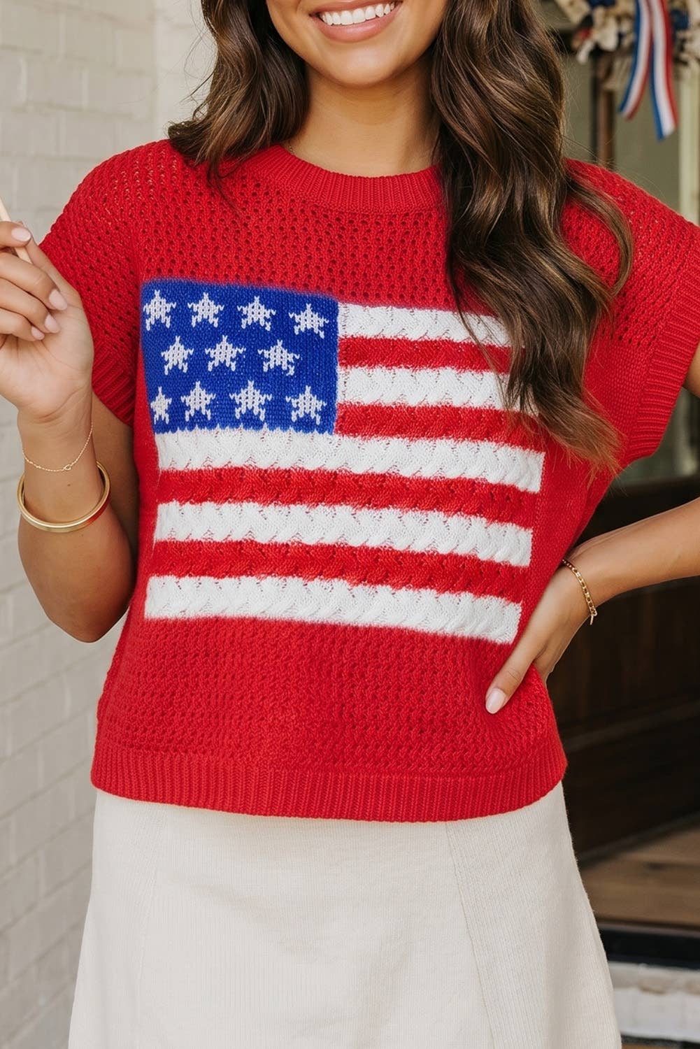 Flag Short Sleeve Sweater
