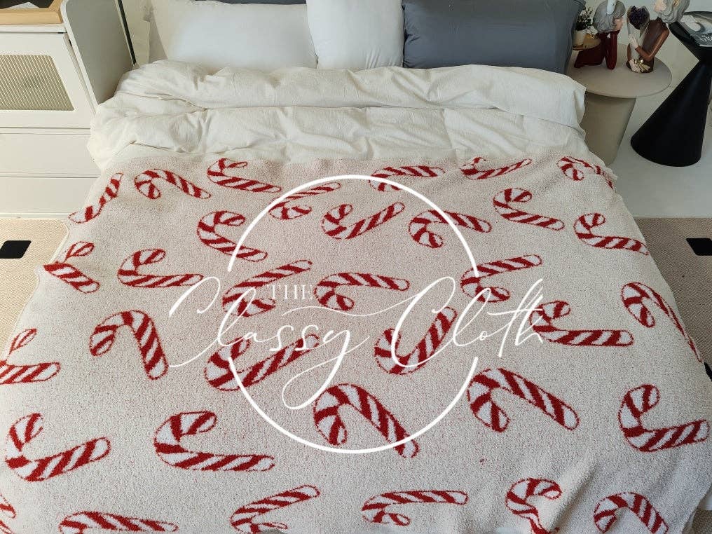 Christmas Luxe Blanket- Candy Cane RTS