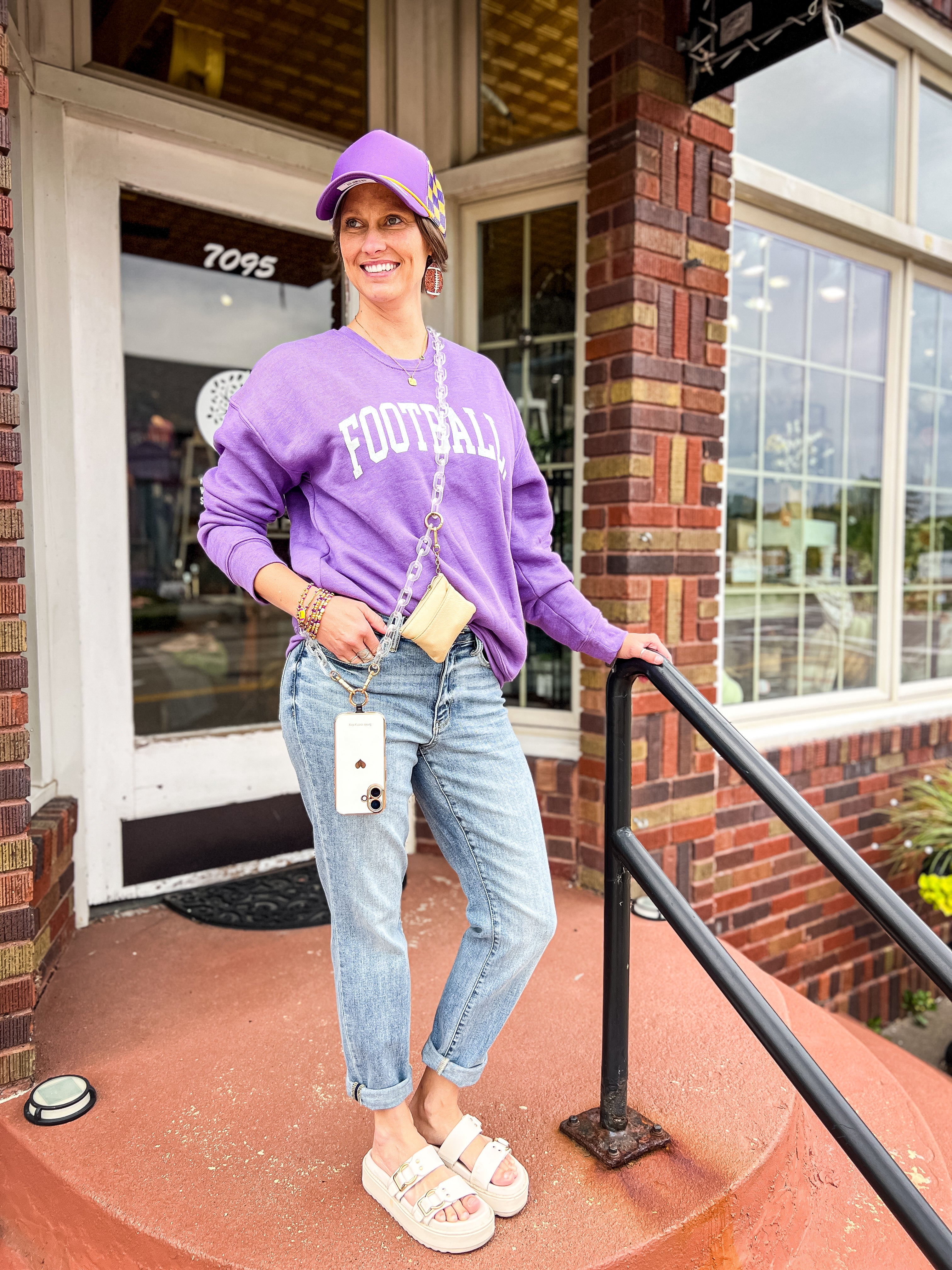 Purple Football Crewneck Sweatshirt