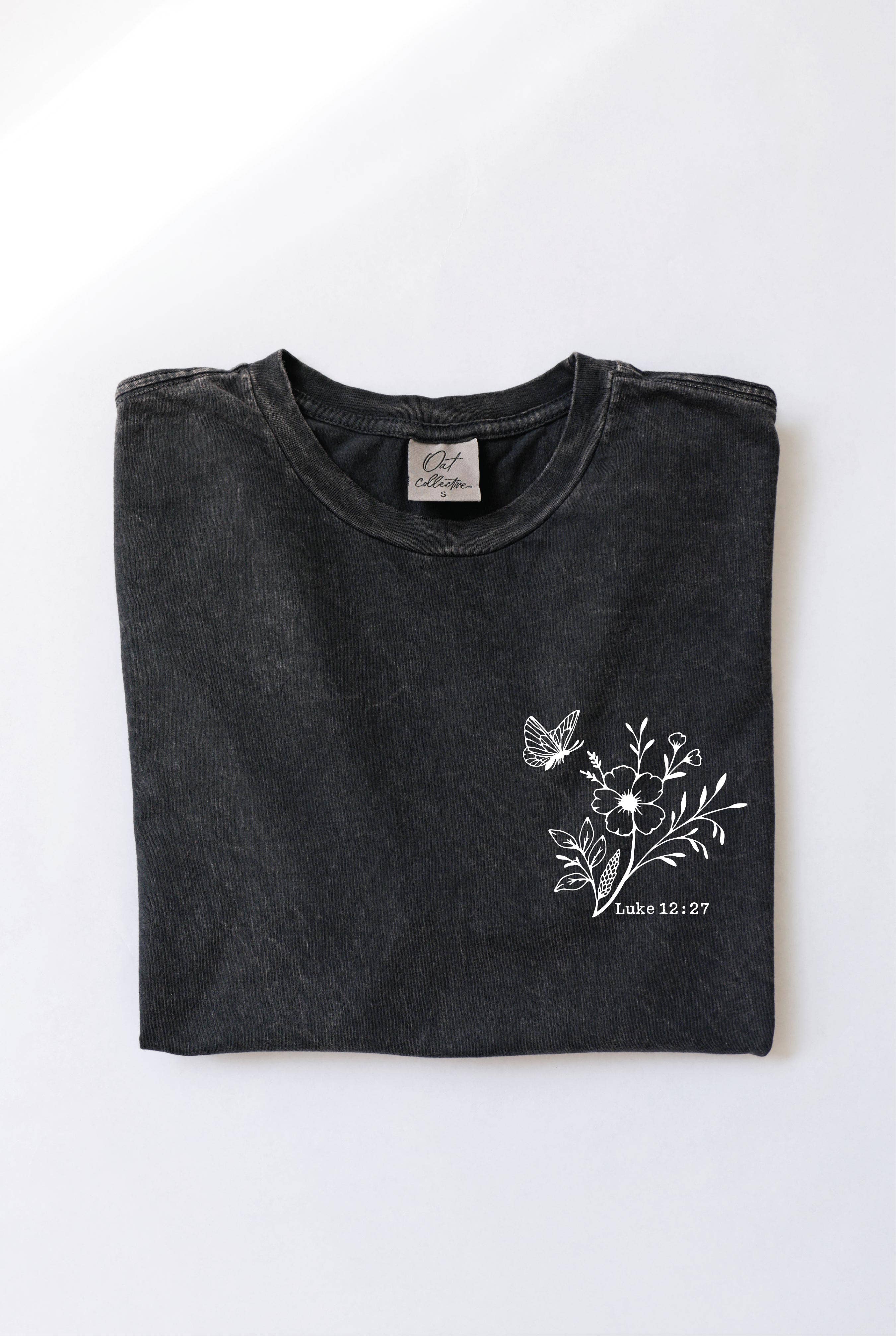 CONSIDER HOW Front & Back Mineral Graphic Top: DENIM BLUE / S