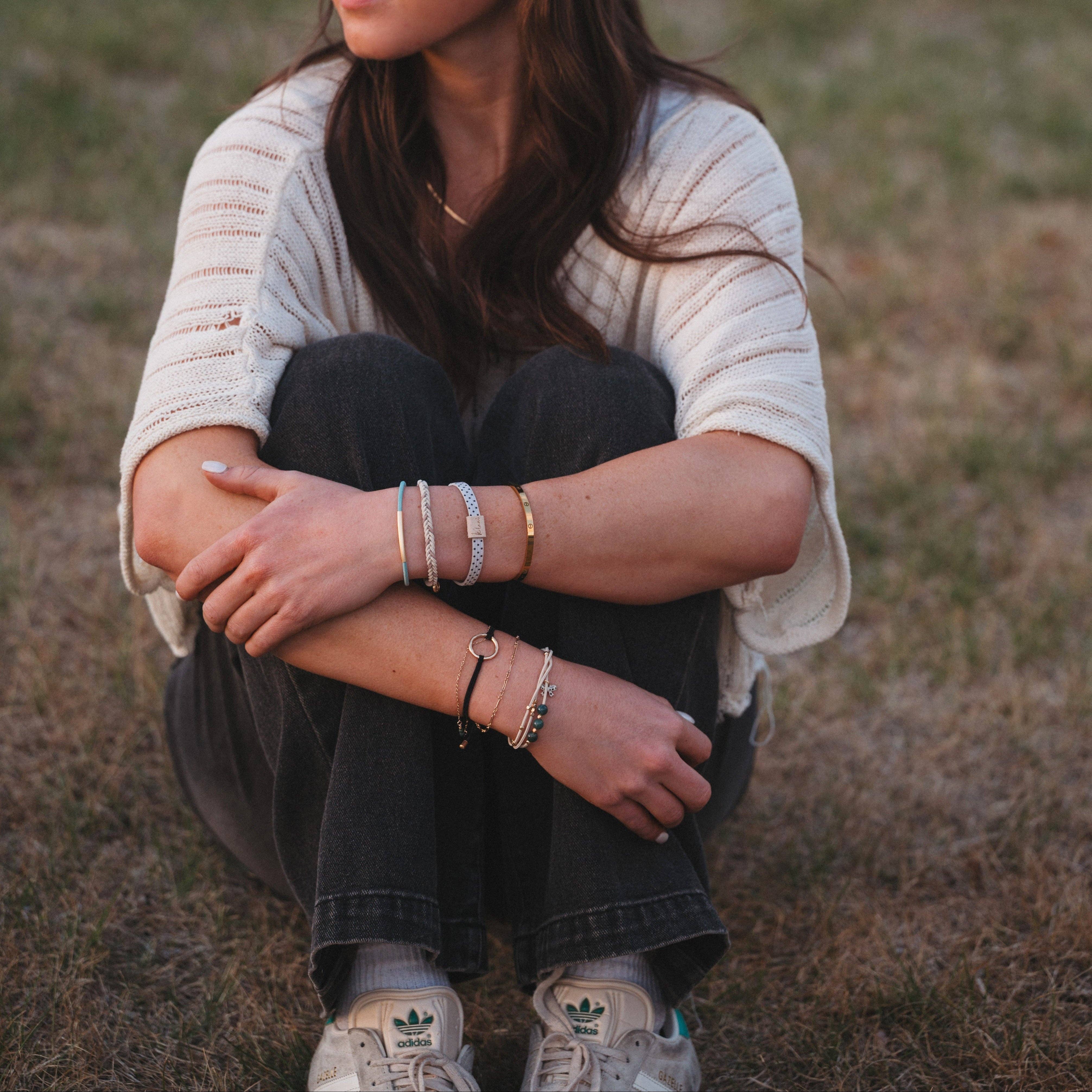 Flirt Polka Dot in Cream & Black with Green Accent K’alani Hair Tie Bracelets
