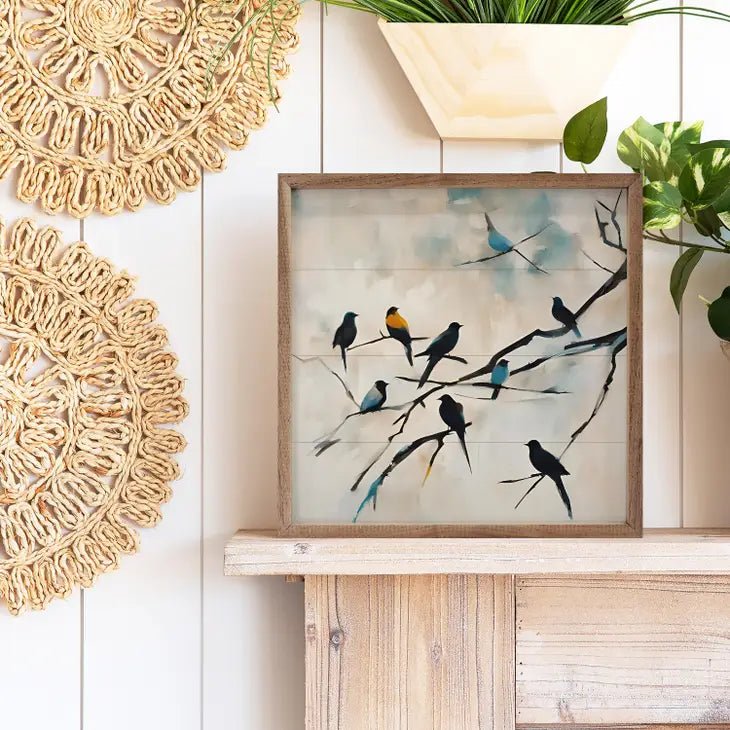 9 Birds on Branches Print