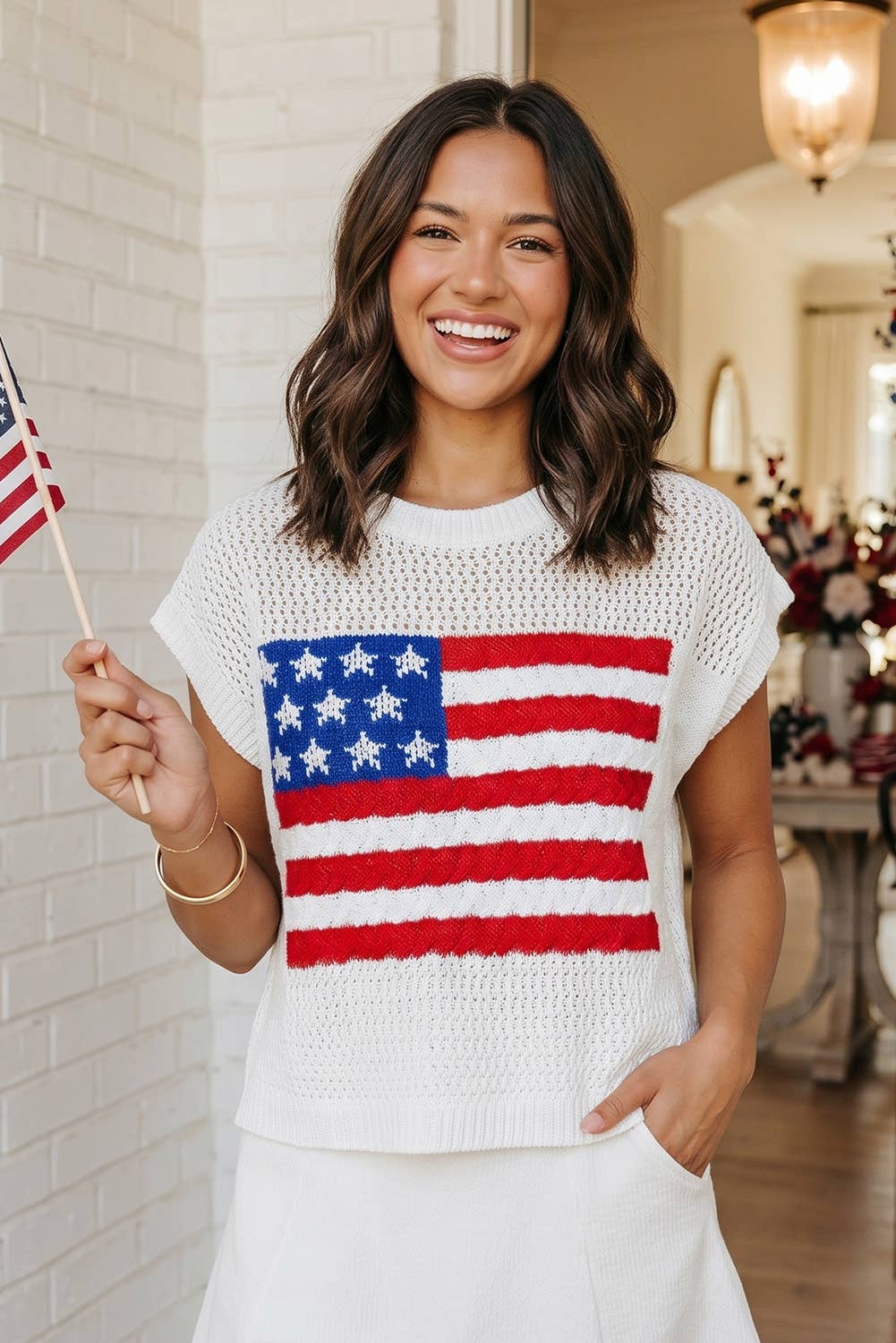 Flag Short Sleeve Sweater