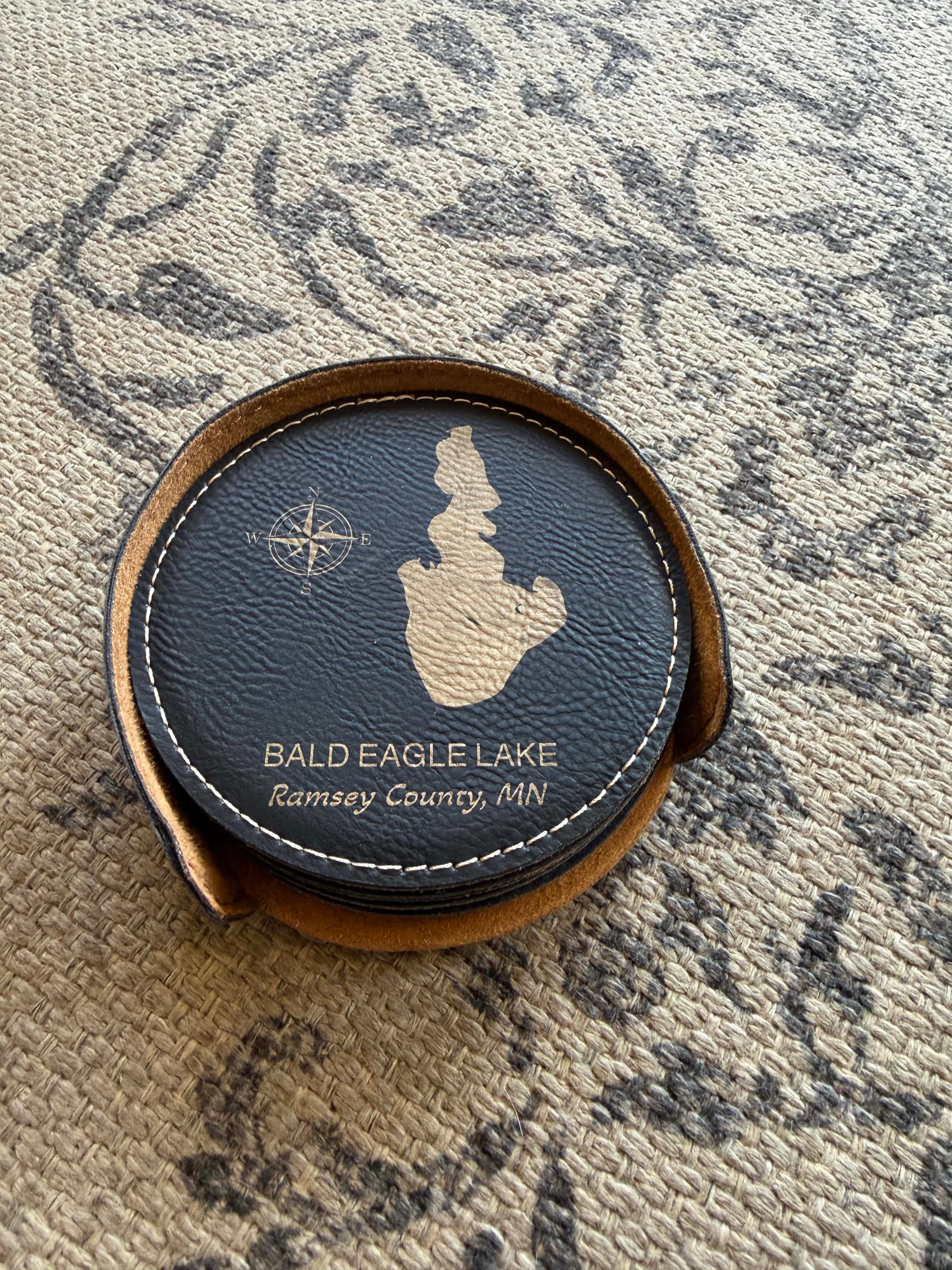 Leather Lake Coaster Set
