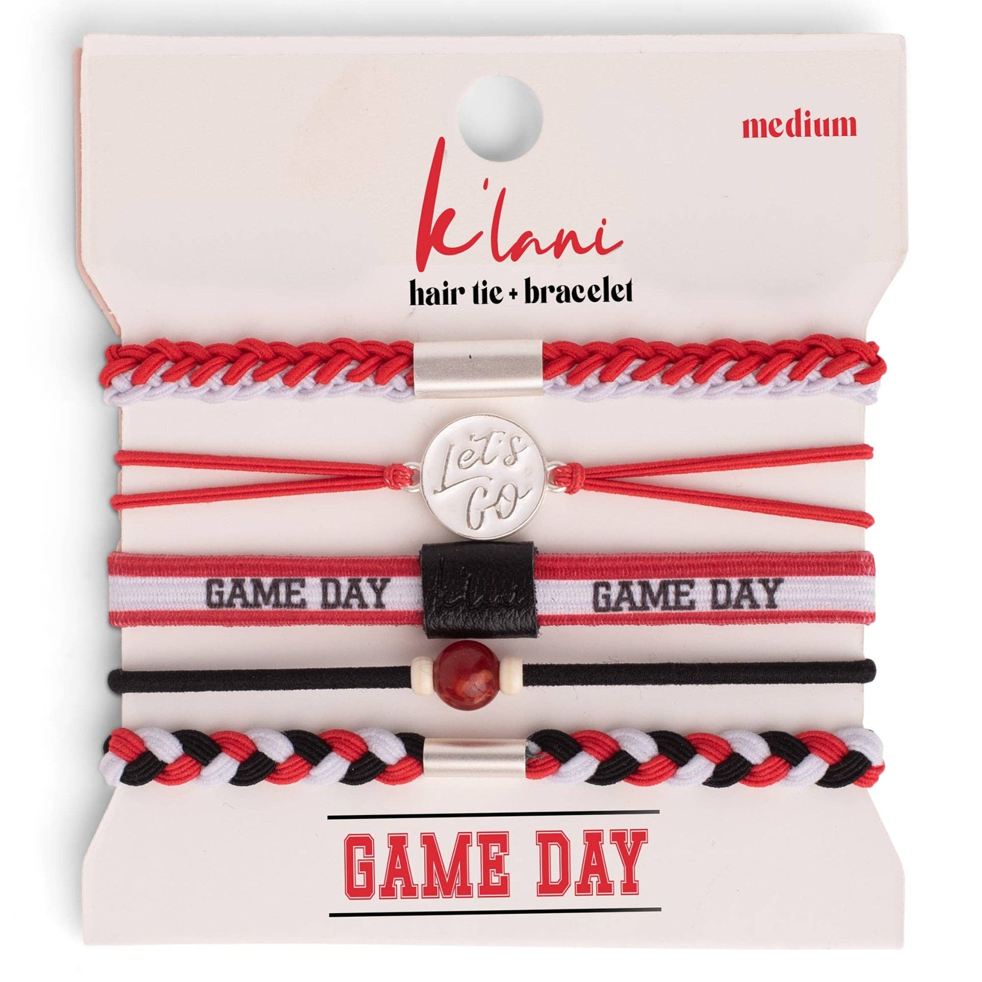 Centennial Game Day Red, Black & White K’alani Hair Tie Bracelets