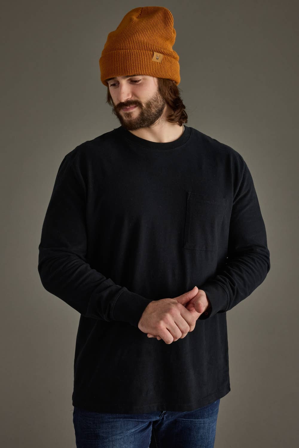 Men's Tobacco Antler Knit Beanie