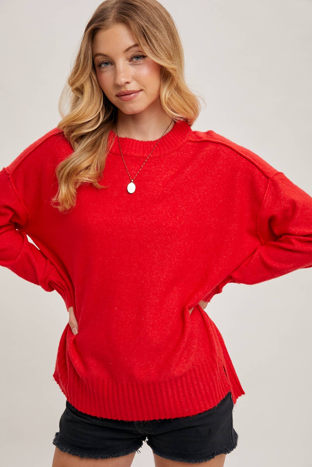 Red Crewneck Pullover Sweater