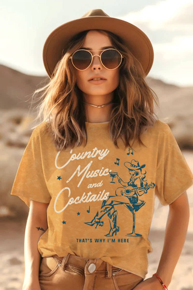 COUNTRY MUSIC AND COCKTAILS MINERAL GRAPHIC TOP: Mineral Sage / S-M-L-XL(1-2-2-1)