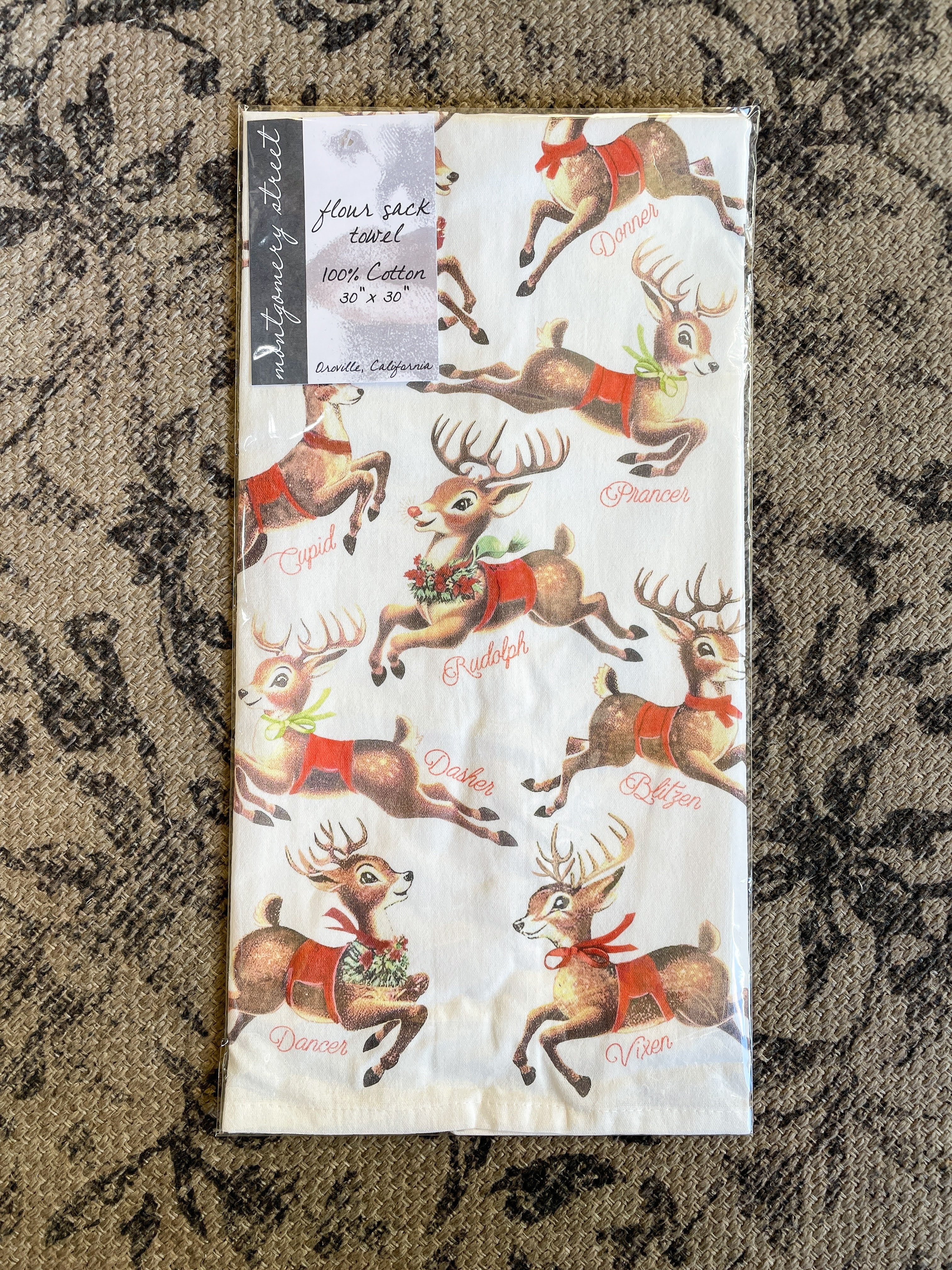 Retro Reindeer Tea Towel