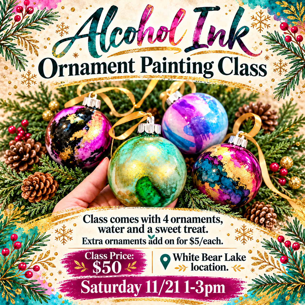Alcohol Ink Ornament Painting Class | 11/21/26