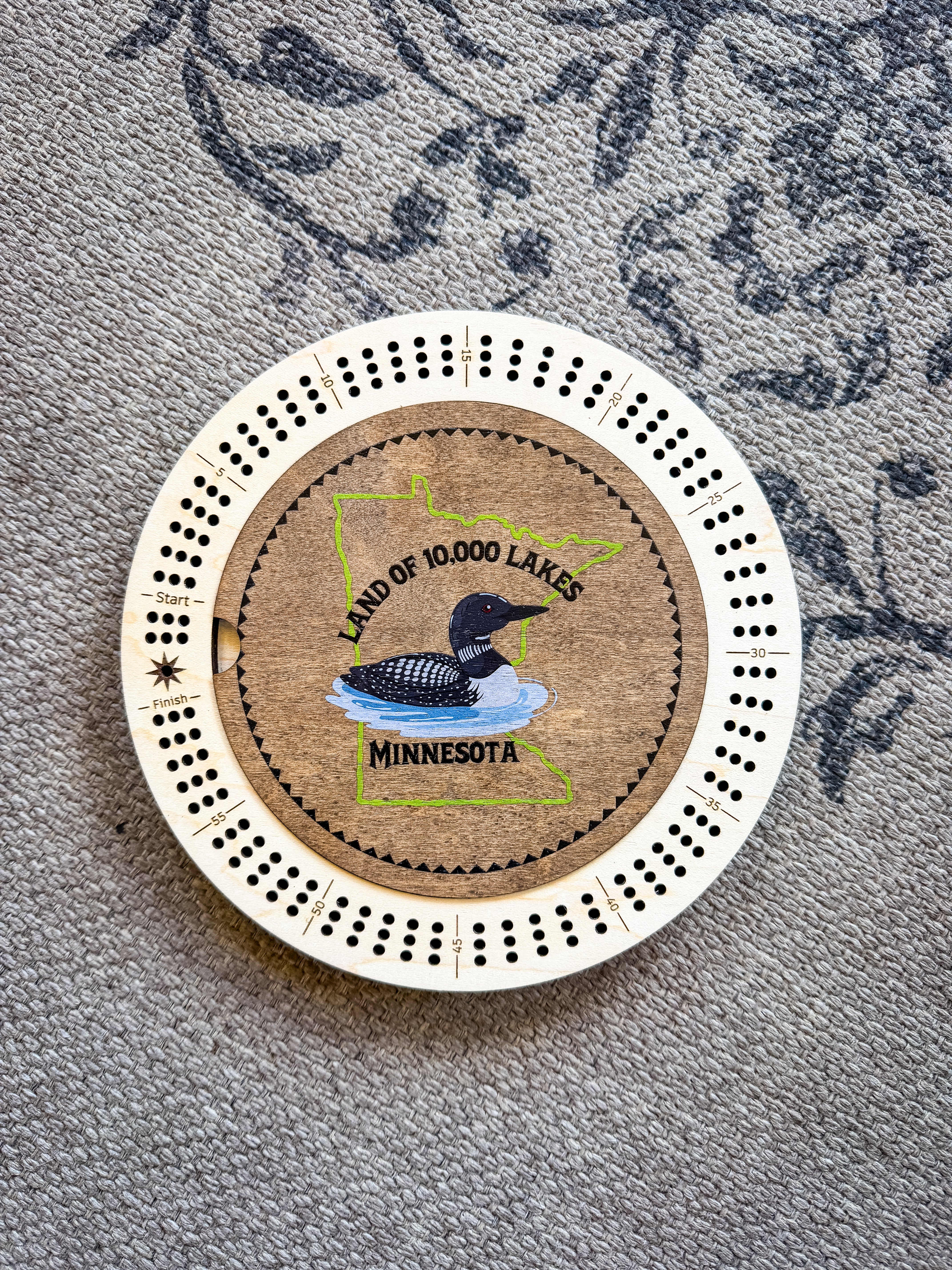 Minnesota Land of 10,000 Lakes Cribbage Board