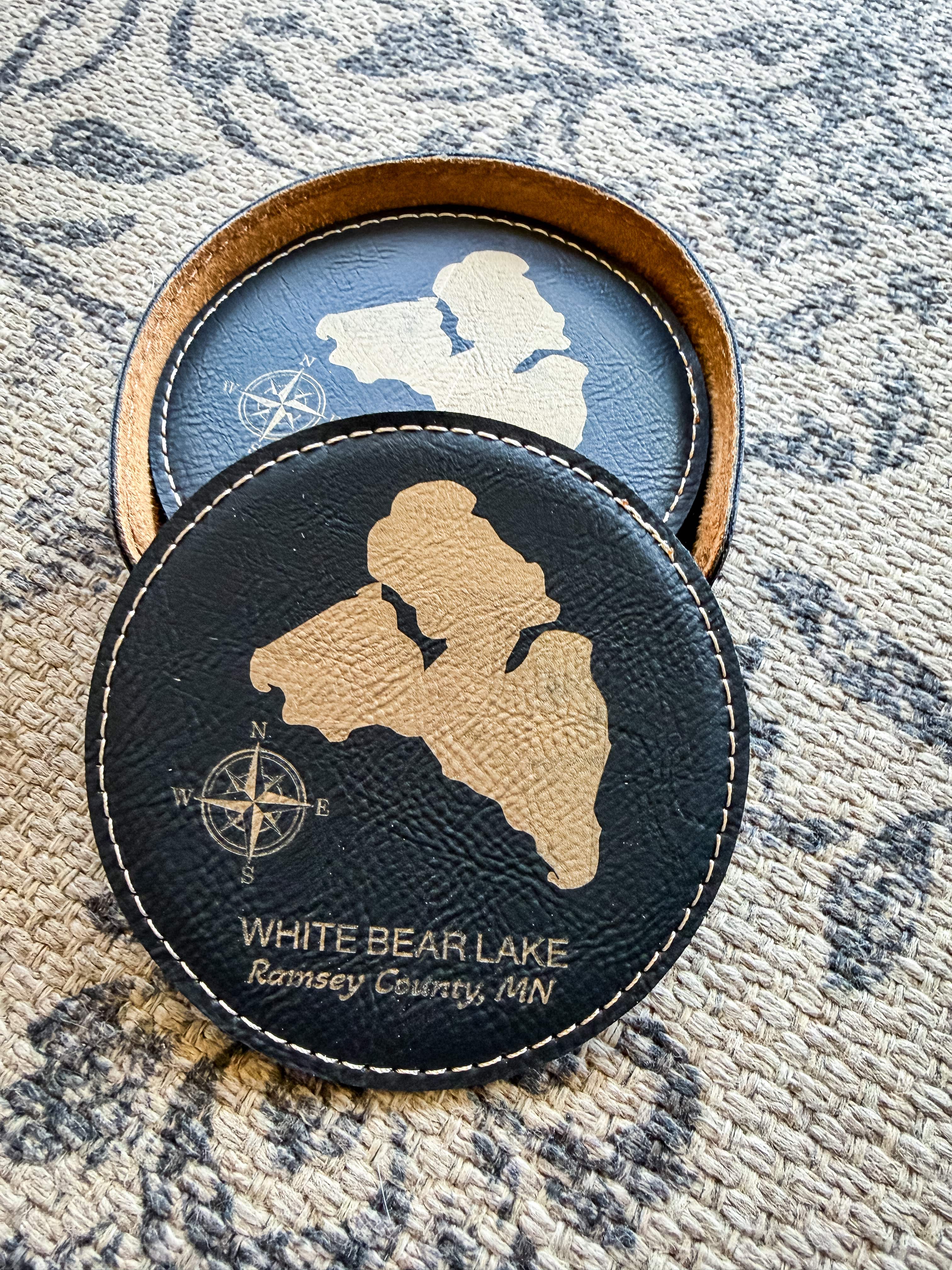 Leather Lake Coaster Set
