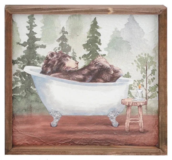 Bear in Tub Wood Sign