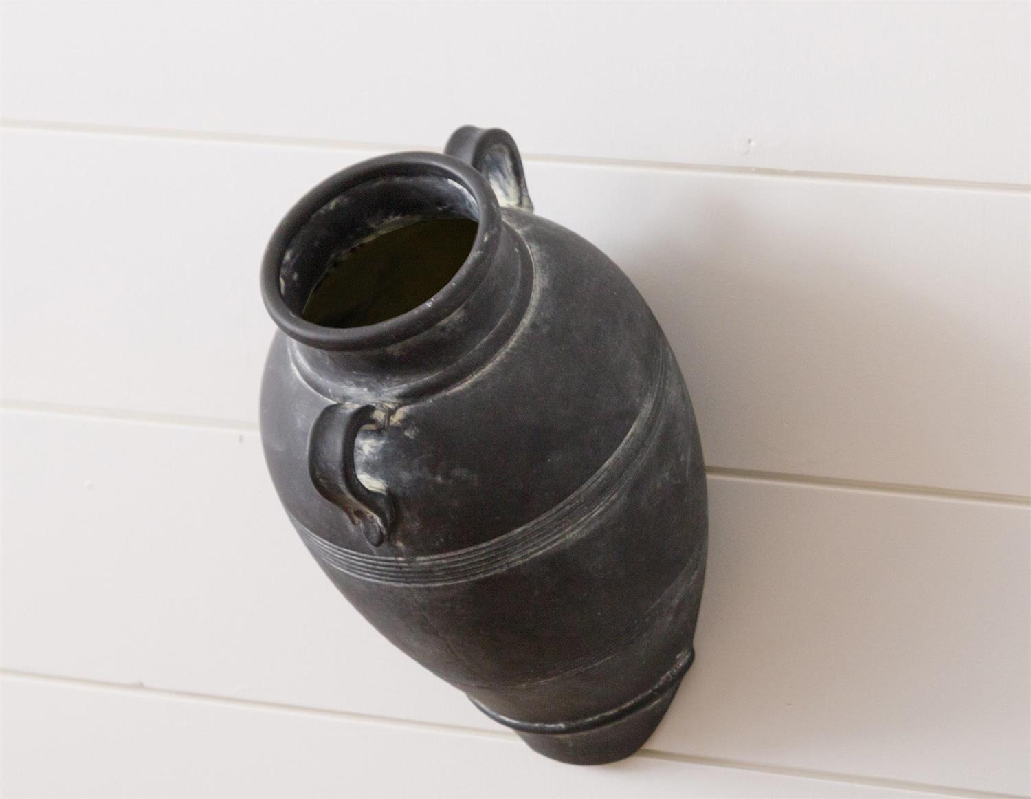 Black Terracotta Vase With Handles