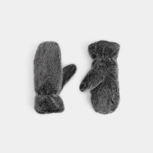 Black Plush Mitten